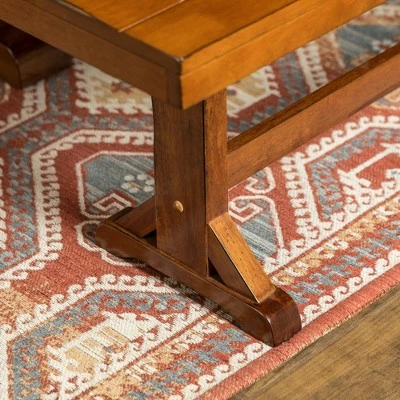 60" Trestle Leg Wood Dining Kitchen Bench - Saracina Home Antique Black 5 60" Trestle Leg Wood Dining Kitchen Bench - Saracina Home Antique Black - Image 4