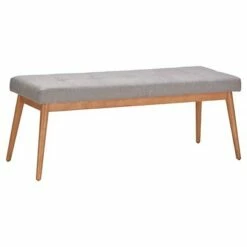 Sullivan Oak Mid Century Linen Bench - Inspire Q Merlot