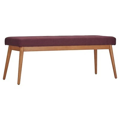 Sullivan Oak Mid Century Linen Bench - Inspire Q Merlot 11 Sullivan Oak Mid Century Linen Bench - Inspire Q Merlot - Image 9