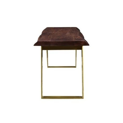 50" Sheesham Live Edge bench Brown/Gold - Timbergirl 4 50" Sheesham Live Edge bench Brown/Gold - Timbergirl - Image 2