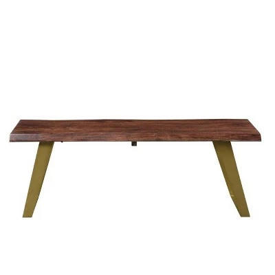 50" Sheesham Live Edge bench Brown/Gold - Timbergirl 6 50" Sheesham Live Edge bench Brown/Gold - Timbergirl - Image 4