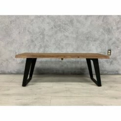 50" Light Acacia Wood Live Edge Dining Table Light Brown/Black - Timbergirl -Dining Chairs And Benches Official Shop unnamed file 10148
