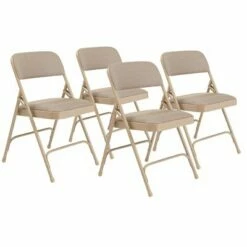 National Public Seating Set of 4 Deluxe Fabric Padded Folding Chairs with Frame - Hampton Collection Walnut -Dining Chairs And Benches Official Shop unnamed file 10158