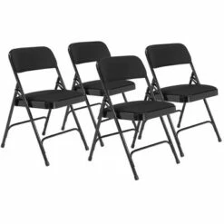 National Public Seating Set of 4 Deluxe Fabric Padded Folding Chairs with Frame - Hampton Collection Walnut -Dining Chairs And Benches Official Shop unnamed file 10159