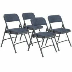 National Public Seating Set of 4 Deluxe Fabric Padded Folding Chairs with Frame - Hampton Collection Walnut -Dining Chairs And Benches Official Shop unnamed file 10162