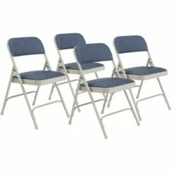 National Public Seating Set of 4 Deluxe Fabric Padded Folding Chairs with Frame - Hampton Collection Walnut -Dining Chairs And Benches Official Shop unnamed file 10163