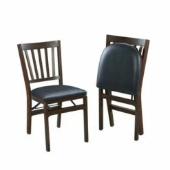Set of 2 School House Folding Chair Espresso Brown - Stakmore