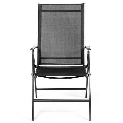 Costway 4PCS Patio Folding Dining Chair Recliner Adjustable Black 10 Costway 4PCS Patio Folding Dining Chair Recliner Adjustable Black - Image 8