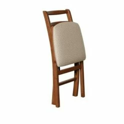 2pc Shaker Ladderback Folding Chairs with Blush Seat and Wood Cherry - Stakmore