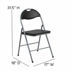 Flash Furniture 2 Pack HERCULES Series Black Vinyl Metal Folding Chair with Carrying Handle -Dining Chairs And Benches Official Shop unnamed file 10207
