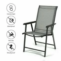 Costway 2PCS Folding Chairs Steel Frame Patio Garden Outdoor w/ Armrest & Footrest -Dining Chairs And Benches Official Shop unnamed file 10231
