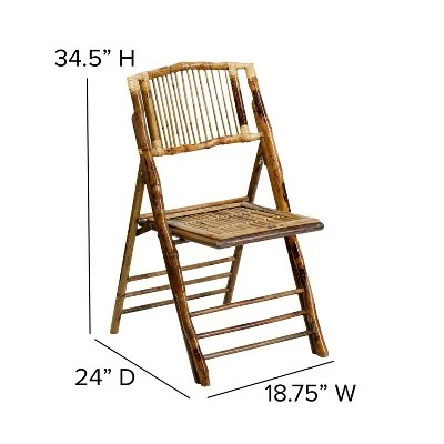Flash Furniture Bamboo Folding Chairs | Set of 2 Bamboo Wood Folding Chairs 4 Flash Furniture Bamboo Folding Chairs | Set of 2 Bamboo Wood Folding Chairs - Image 2