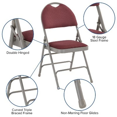 Flash Furniture 2 Pack HERCULES Series Extra Large Ultra-Premium Triple Braced Metal Folding Chair with Easy-Carry Handle 4 Flash Furniture 2 Pack HERCULES Series Extra Large Ultra-Premium Triple Braced Metal Folding Chair with Easy-Carry Handle - Image 2