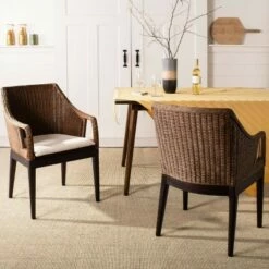 Carlos Dining Chair Wood/Brown - Safavieh