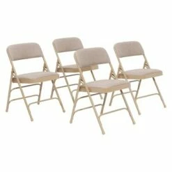 National Public Seating Set of 4 Deluxe Fabric Padded Triple Brace Folding Chairs - Hampton Collection Midnight Black -Dining Chairs And Benches Official Shop unnamed file 10336