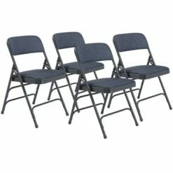 National Public Seating Set of 4 Deluxe Fabric Padded Triple Brace Folding Chairs - Hampton Collection Midnight Black -Dining Chairs And Benches Official Shop unnamed file 10339