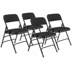 National Public Seating Set of 4 Deluxe Fabric Padded Triple Brace Folding Chairs - Hampton Collection Midnight Black -Dining Chairs And Benches Official Shop unnamed file 10340