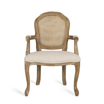 2pk Mina French Country Wood and Cane Upholstered Dining Chairs - Christopher Knight Home Light Gray/natural 4 2pk Mina French Country Wood and Cane Upholstered Dining Chairs - Christopher Knight Home Light Gray/natural - Image 2