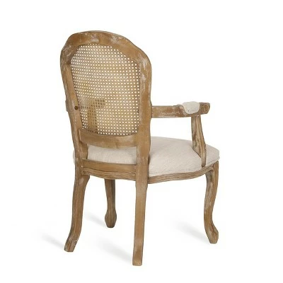2pk Mina French Country Wood and Cane Upholstered Dining Chairs - Christopher Knight Home Light Gray/natural 5 2pk Mina French Country Wood and Cane Upholstered Dining Chairs - Christopher Knight Home Light Gray/natural - Image 3