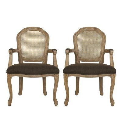 2pk Mina French Country Wood and Cane Upholstered Dining Chairs - Christopher Knight Home Light Gray/natural 14 2pk Mina French Country Wood and Cane Upholstered Dining Chairs - Christopher Knight Home Light Gray/natural - Image 12