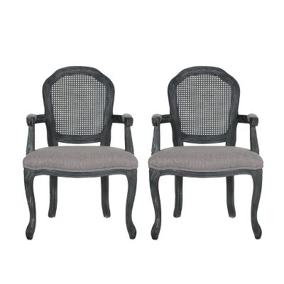2pk Mina French Country Wood and Cane Upholstered Dining Chairs - Christopher Knight Home Light Gray/natural 15 2pk Mina French Country Wood and Cane Upholstered Dining Chairs - Christopher Knight Home Light Gray/natural - Image 13
