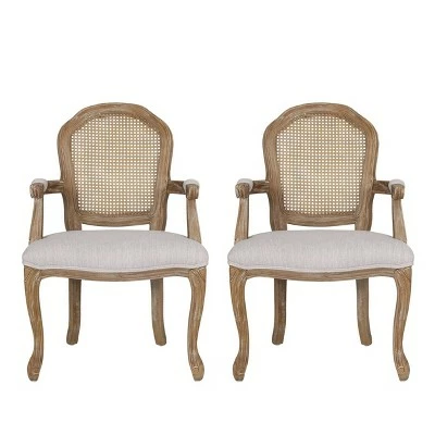 2pk Mina French Country Wood and Cane Upholstered Dining Chairs - Christopher Knight Home Light Gray/natural 16 2pk Mina French Country Wood and Cane Upholstered Dining Chairs - Christopher Knight Home Light Gray/natural - Image 14