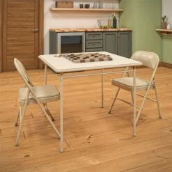 Set of 2 Double Braced Vinyl Padded Seat & Back Folding Chair - Room & Joy Black