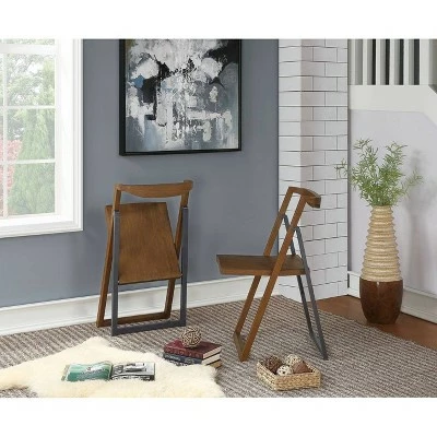 2pk Sydney Folding Chairs Wire Brush Chestnut - Boraam 8 2pk Sydney Folding Chairs Wire Brush Chestnut - Boraam - Image 6