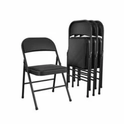 Set of 4 Double Braced Fabric Padded Seat & Back Folding Chair - Room & Joy Black -Dining Chairs And Benches Official Shop unnamed file 10582