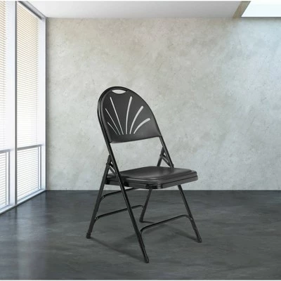 National Public Seating Set of 4 Deluxe Fan Back with Triple Brace Folding Chairs - Hampton Collection Dark Blue 9 National Public Seating Set of 4 Deluxe Fan Back with Triple Brace Folding Chairs - Hampton Collection Dark Blue - Image 7