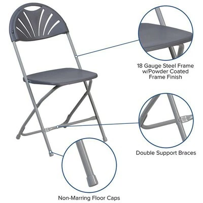 Riverstone Furniture Collection Plastic Folding Chair Charcoal 6 Riverstone Furniture Collection Plastic Folding Chair Charcoal - Image 4