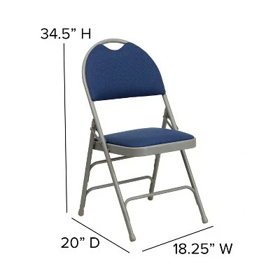Flash Furniture 4 Pack HERCULES Series Extra Large Ultra-Premium Triple Braced Metal Folding Chair with Easy-Carry Handle 4 Flash Furniture 4 Pack HERCULES Series Extra Large Ultra-Premium Triple Braced Metal Folding Chair with Easy-Carry Handle - Image 2