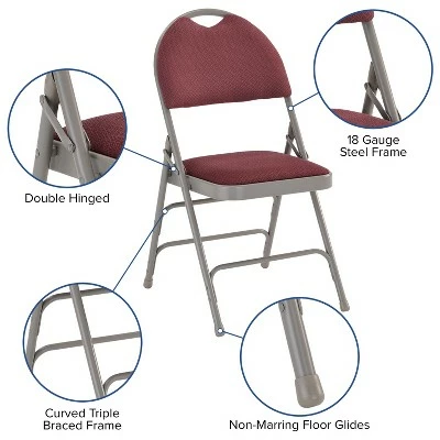 Flash Furniture 4 Pack HERCULES Series Extra Large Ultra-Premium Triple Braced Metal Folding Chair with Easy-Carry Handle 14 Flash Furniture 4 Pack HERCULES Series Extra Large Ultra-Premium Triple Braced Metal Folding Chair with Easy-Carry Handle - Image 12