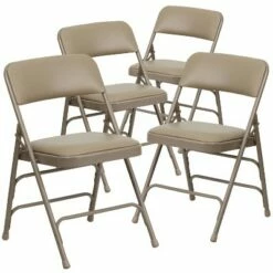 Flash Furniture 4 Pack HERCULES Series Curved Triple Braced & Double Hinged Upholstered Metal Folding Chair -Dining Chairs And Benches Official Shop unnamed file 10750
