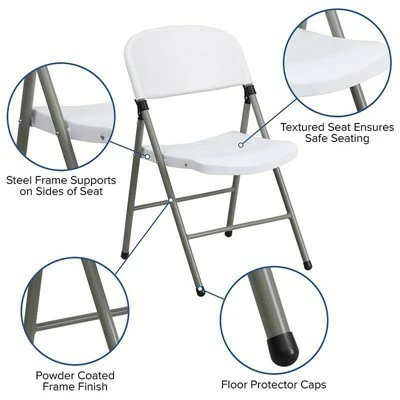Riverstone Furniture Collection Plastic Folding Chair White 6 Riverstone Furniture Collection Plastic Folding Chair White - Image 4