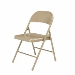 National Public Seating Set of 4 All Steel Folding Chairs - Hampton Collection Beige
