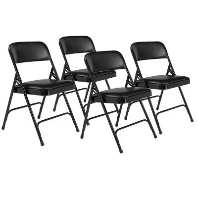 National Public Seating Set of 4 Premium Vinyl Padded Folding Chairs - Hampton Collection Gray 10 National Public Seating Set of 4 Premium Vinyl Padded Folding Chairs - Hampton Collection Gray - Image 8
