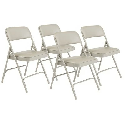 National Public Seating Set of 4 Premium Vinyl Padded Folding Chairs - Hampton Collection Gray 12 National Public Seating Set of 4 Premium Vinyl Padded Folding Chairs - Hampton Collection Gray - Image 10