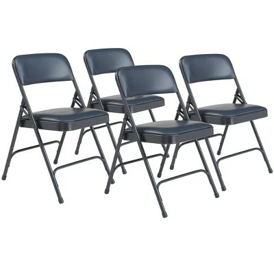 National Public Seating Set of 4 Premium Vinyl Padded Folding Chairs - Hampton Collection Gray 13 National Public Seating Set of 4 Premium Vinyl Padded Folding Chairs - Hampton Collection Gray - Image 11