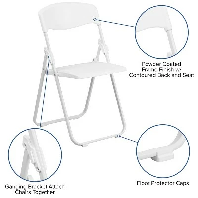 Flash Furniture 2 Pack HERCULES Series 500 lb. Capacity Heavy Duty Plastic Folding Chair with Built-in Ganging Brackets 4 Flash Furniture 2 Pack HERCULES Series 500 lb. Capacity Heavy Duty Plastic Folding Chair with Built-in Ganging Brackets - Image 2