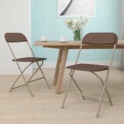 Emma and Oliver Set of 2 Stackable Folding Plastic Chairs - 650 LB Weight Capacity