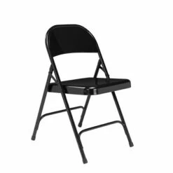 National Public Seating Set of 4 Heavy Duty All Steel Folding Chairs - Hampton Collection Gray