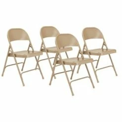National Public Seating Set of 4 Heavy Duty All Steel Folding Chairs - Hampton Collection Gray -Dining Chairs And Benches Official Shop unnamed file 10943