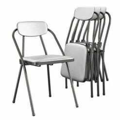 Cosco 4pk Stylaire Vinyl Padded Folding Chair Gray