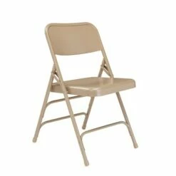 National Public Seating Set of 4 Deluxe All Steel Triple Brace Folding Chairs - Hampton Collection Blue
