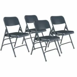 National Public Seating Set of 4 Deluxe All Steel Triple Brace Folding Chairs - Hampton Collection Blue -Dining Chairs And Benches Official Shop unnamed file 10990