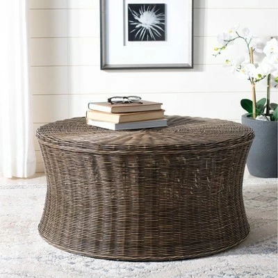 Ruxton Cocktail Ottoman Dark Brown - Safavieh 2 Ruxton Cocktail Ottoman Dark Brown - Safavieh