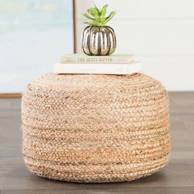 Jaipur Living Soft Taupe/Tan Saba Pouf - Jaipur 2 Jaipur Living Soft Taupe/Tan Saba Pouf - Jaipur
