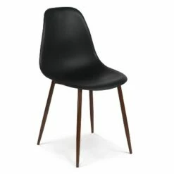 Edgemod Set of 4 Virginia Sculpted Dining Chair - Poly & Bark Black/walnut