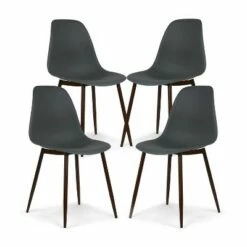 Edgemod Set of 4 Virginia Sculpted Dining Chair - Poly & Bark Black/walnut -Dining Chairs And Benches Official Shop unnamed file 11054